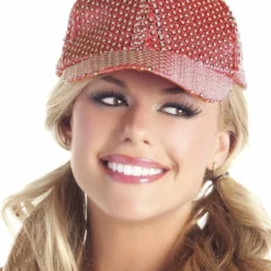 Be Wicked Sequin Baseball Hat - Red ACCESORIES