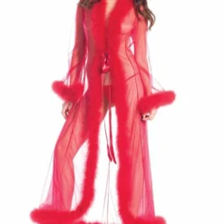 Be Wicked LINGERIE Marabou Robe Red