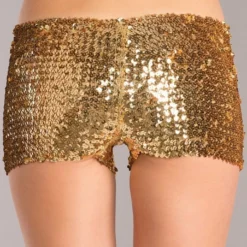 Be Wicked Sequin Booty Shorts Gold CLOTHING