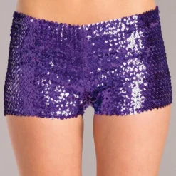 Be Wicked Sequin Booty Shorts Purple CLOTHING