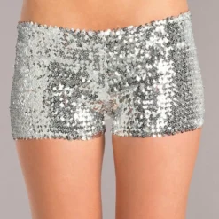 Be Wicked Sequin Booty Shorts Silver CLOTHING