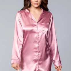 Be Wicked Kimberly Satin Sleepshirt Dusty Rose