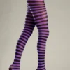 Be Wicked Hosiery Pantyhose Seamingly Striped Pantyhose Purple