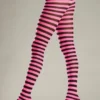 Be Wicked Hosiery Seamingly Striped Pantyhose Neon Pink