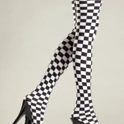 Be Wicked Checkerboard Thigh Highs Hosiery