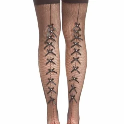 Be Wicked Hosiery Rhinestone Bows Thigh Highs