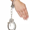 Roma Costume Silver Handcuffs With Rhinestones