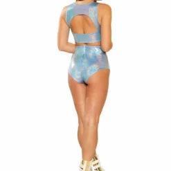 JValentine Metallic Keyhole Top