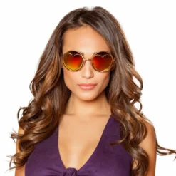 Roma Costume ACCESORIES Hippie Glasses With Heart Lense Frame