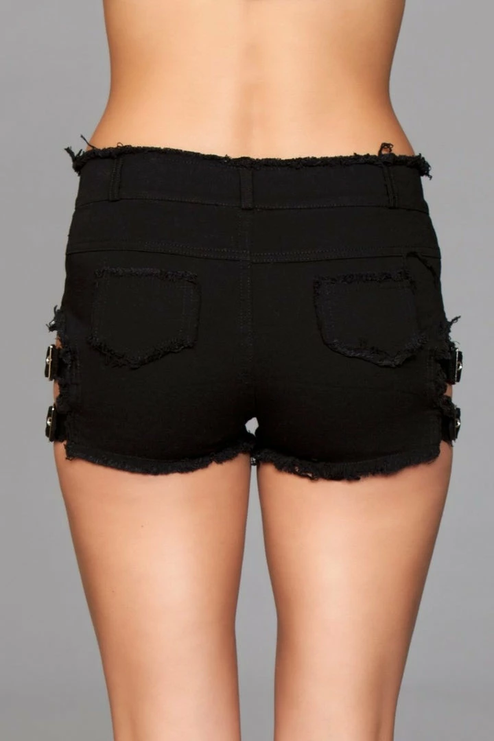 Be Wicked Buckled Down Denim Shorts Black CLOTHING 6 Be Wicked Buckled Down Denim Shorts Black CLOTHING