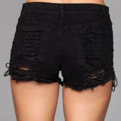Be Wicked CLOTHING Looped In Distressed Shorts Black