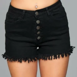 Be Wicked CLOTHING Fringed Button Up Shorts