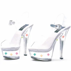Ellie Shoes 6 Heel Clear Sandal With Multicolor Lights