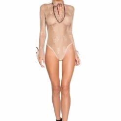 Roma Costume Elegant Long Sleeved Keyhole Teddy With Ruffle Detail & Snap Bottom