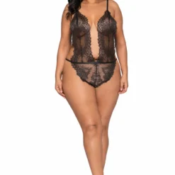Roma Costume Simply Stunning Low Plunge & High Leg Eyelash Teddy LINGERIE