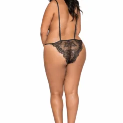 Roma Costume Simply Stunning Low Plunge & High Leg Eyelash Teddy LINGERIE