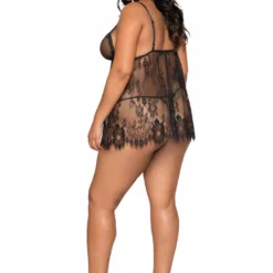 Roma Costume Elegant Eyelash Lace Babydoll With Panty LINGERIE