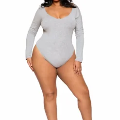 Roma Costume Tops Grey Cozy Long Sleeved Bodysuit
