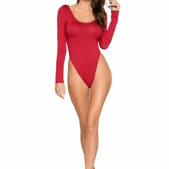 Roma Costume Red Cozy Long Sleeved Bodysuit