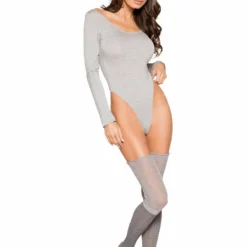 Roma Costume Tops Grey Cozy Long Sleeved Bodysuit