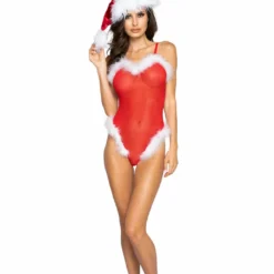 Roma Costume Mrs. Claus Curvy Mesh & Fur Teddy LINGERIE