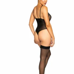 Roma Costume Netted Matte Bodysuit With Garter Set