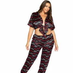 Roma Costume Lips Satin Pajama Set