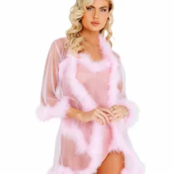Roma Costume LINGERIE Sheer Marabou Robe