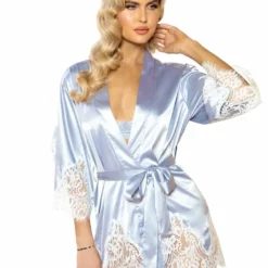 Roma Costume Elegant Cutout Eyelash Lace & Satin Robe