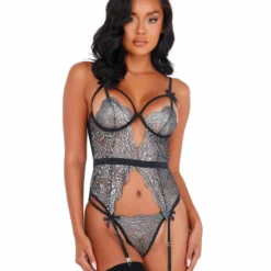 Roma Costume LINGERIE Metallic Bustier Set