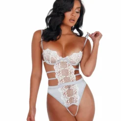 Roma Costume Embroidered Lace & Satin Crotchless Teddy