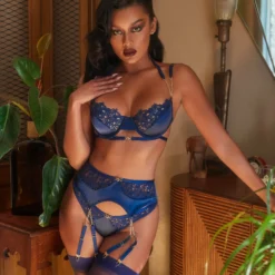 Roma Costume Embroidery Lace & Satin Bra Set LINGERIE