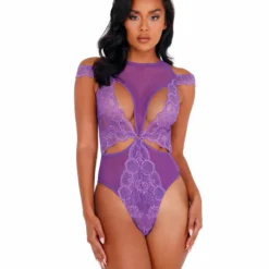 Roma Costume Lace & Mesh Cutout Teddy