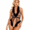 Roma Costume LINGERIE Marabou Sheer Teddy 1 Roma Costume LINGERIE Marabou Sheer Teddy