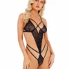 Roma Costume Sheer Glittered Criss-Cross Teddy
