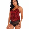 Roma Costume Heart Shaped Leopard Pajama Set LINGERIE