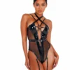 Roma Costume Tops Vinyl Strappy Bodysuit
