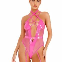 Roma Costume Tops Vinyl Strappy Bodysuit