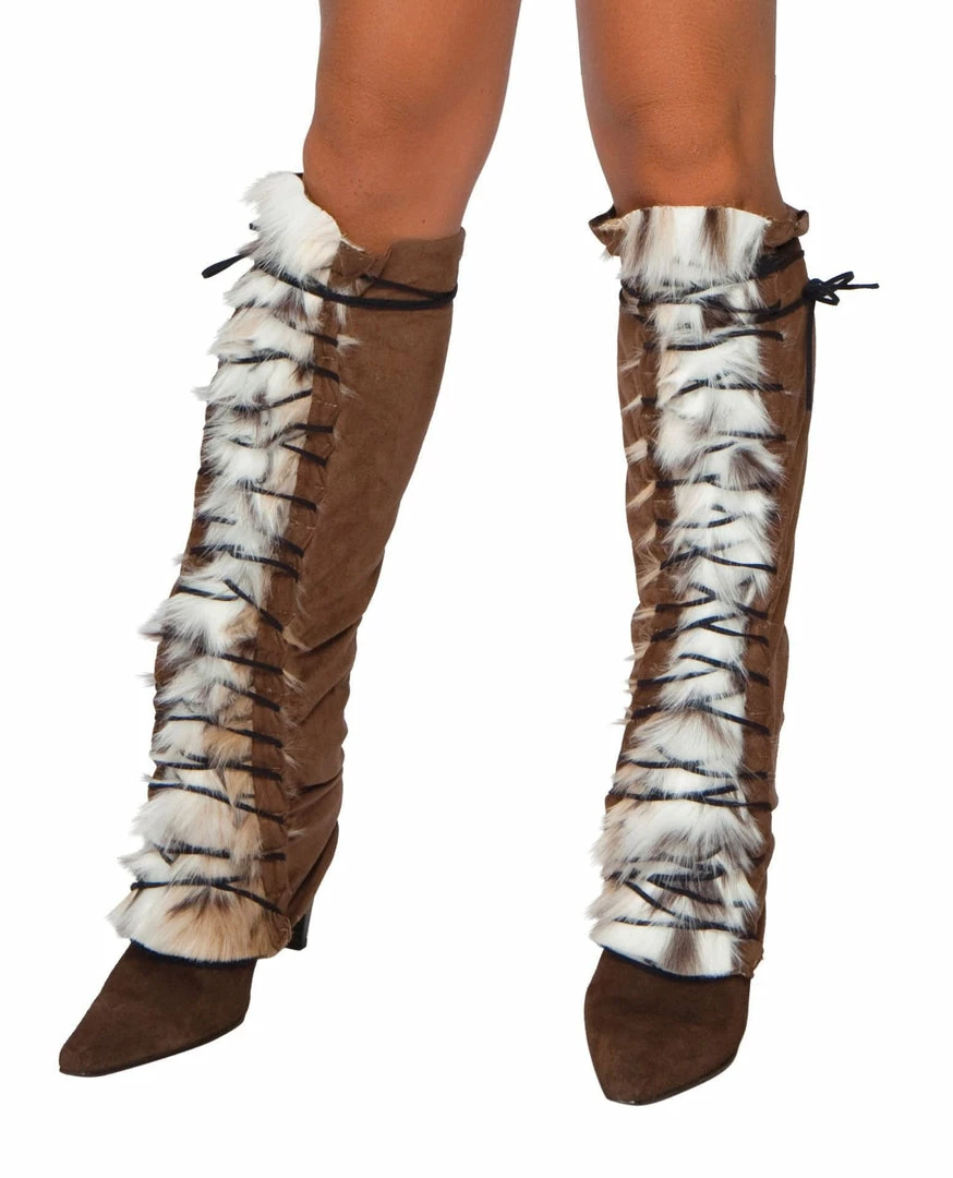 Roma Costume Fur And Suede Lace Up Leg Warmer 3 Roma Costume Fur And Suede Lace Up Leg Warmer