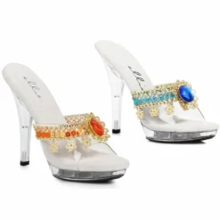 Ellie Shoes 5 Heel Mule With Jewel Charm Details