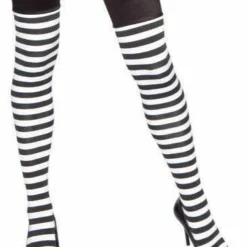 Roma Costume Hosiery Black And White Striped Stockings