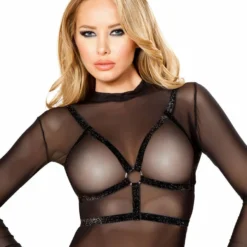 Roma Costume LINGERIE Shiny Elastic Strapped Top