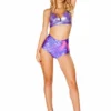 JValentine CLOTHING Purple Mermaid High Waisted Shorts
