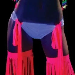 JValentine Fringe White Hot Pink Tie Side Shorts CLOTHING