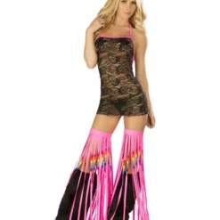 JValentine CLOTHING Lace Dress Black Pink