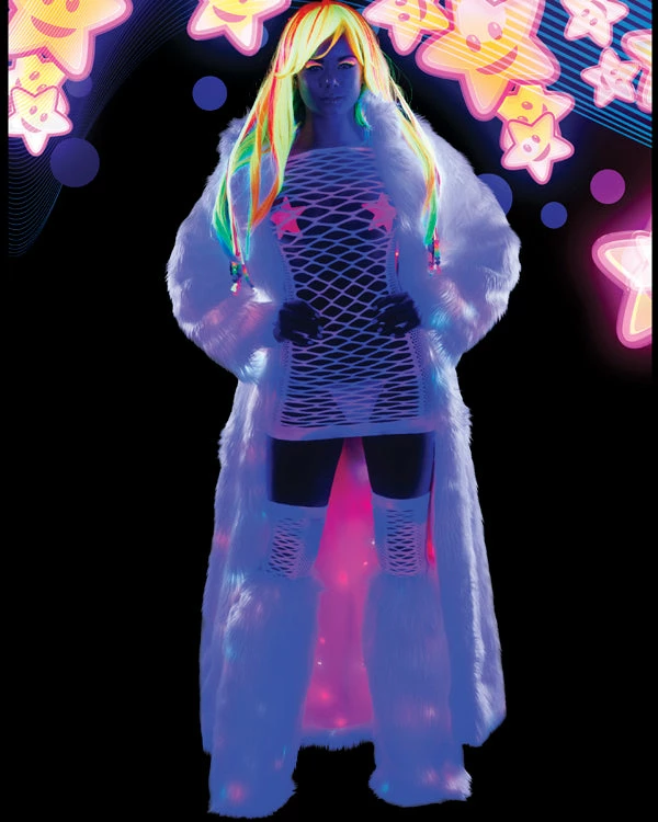 JValentine CLOTHING Faux Fur White Light Up Long Coat 8 JValentine CLOTHING Faux Fur White Light Up Long Coat