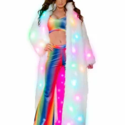 JValentine CLOTHING Faux Fur White Light Up Long Coat 10 JValentine CLOTHING Faux Fur White Light Up Long Coat