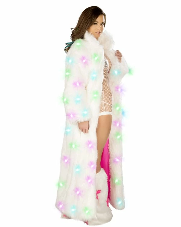 JValentine CLOTHING Faux Fur White Light Up Long Coat 7 JValentine CLOTHING Faux Fur White Light Up Long Coat