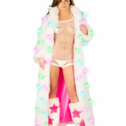 JValentine CLOTHING Faux Fur White Light Up Long Coat 11 JValentine CLOTHING Faux Fur White Light Up Long Coat