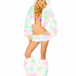 JValentine Multicolor Light Up Fur Skirt And Top CLOTHING